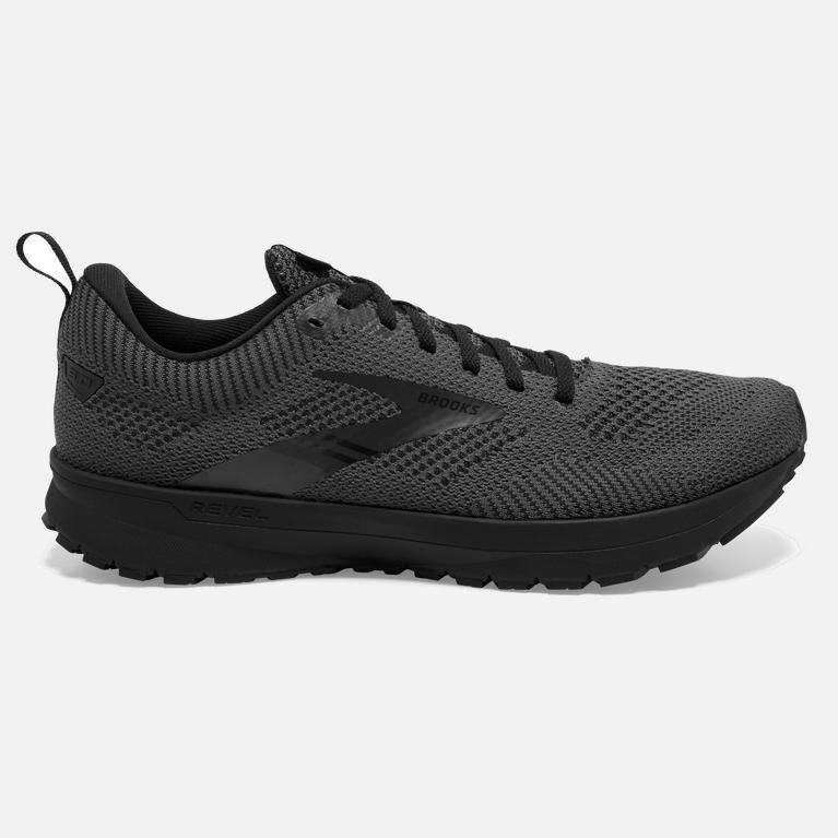 Brooks Revel 5 Mens Performance Road Running Shoes - Black/Ebony/Grey/Charcoal - Philippines (684037